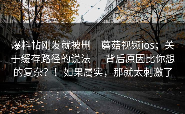 爆料帖刚发就被删｜蘑菇视频ios；关于缓存路径的说法 ｜ 背后原因比你想的复杂？！如果属实，那就太刺激了  第1张